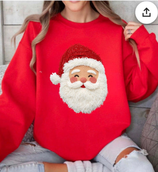 Faux yarn Santa sweatshirt