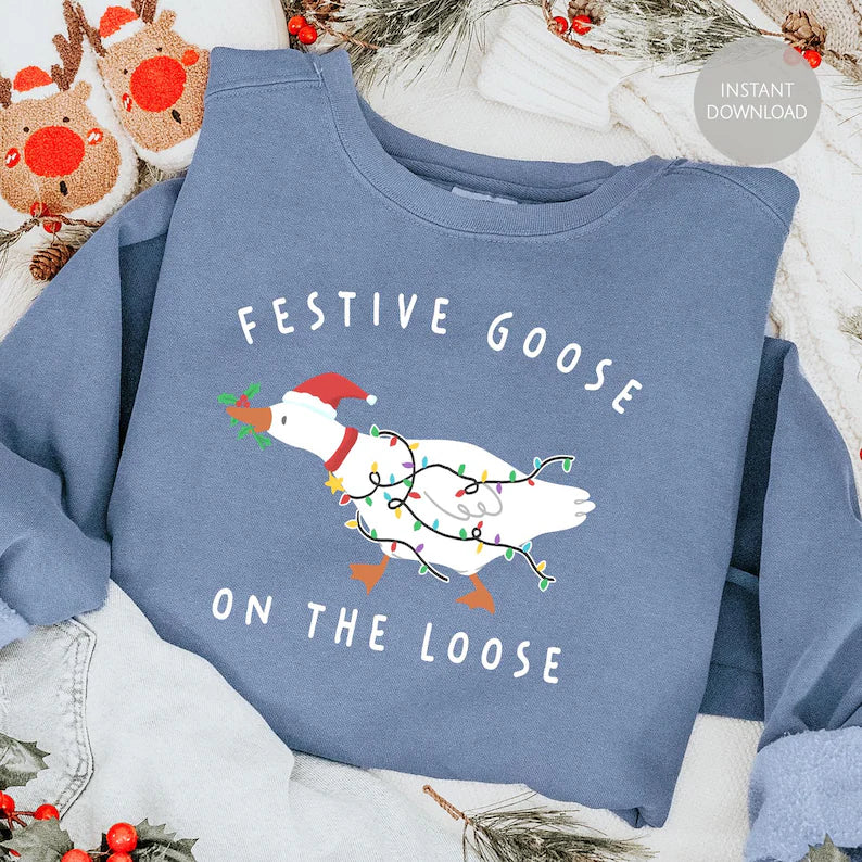 Festive Goose on the loose sweatshirt