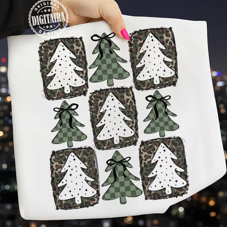 Checkered Christmas tree sweatshirt