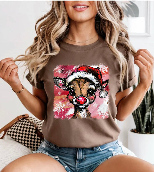 Cute reindeer comfort color tee