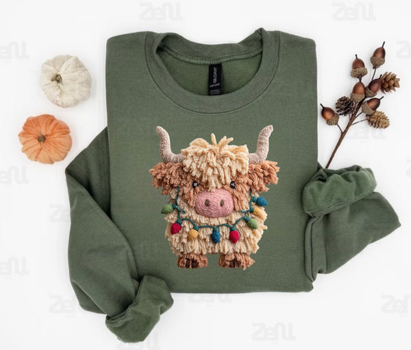 Plush Christmas cow sweatshirt