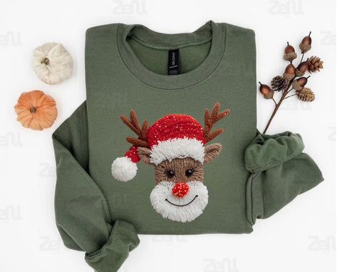 Faux yarn reindeer sweatshirt