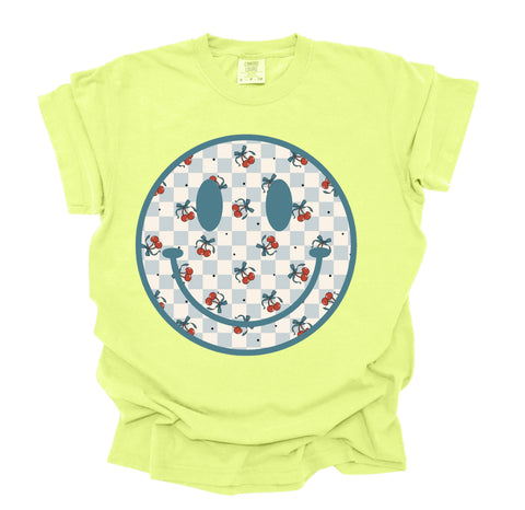 COMFORT COLORS Plaid Cherry smiley