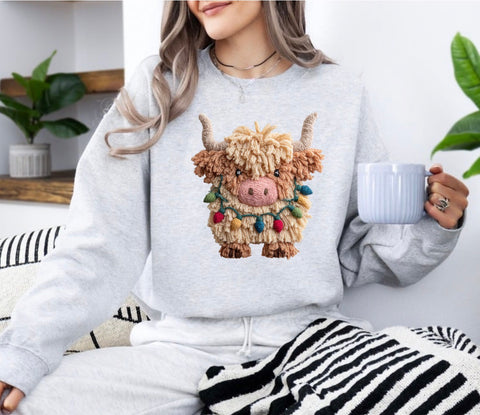 Plush Christmas cow sweatshirt