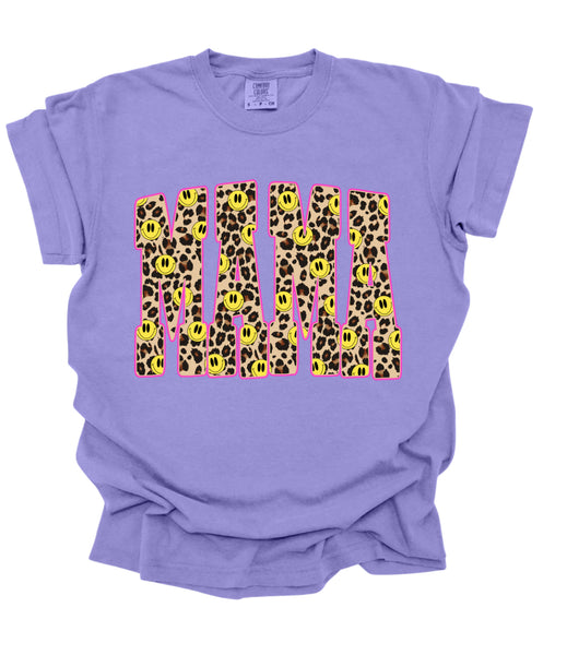 Smiley leopard mama tee