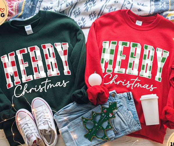 Plaid Merry Christmas sweatshirt
