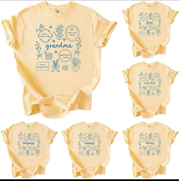 Floral Mama and grandma shirt