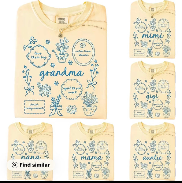 Floral Mama and grandma shirt