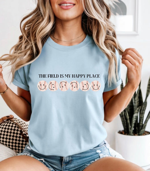 The field is my happy place comfort color tee