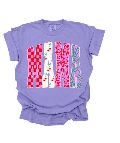 Checkered cherry mama tee