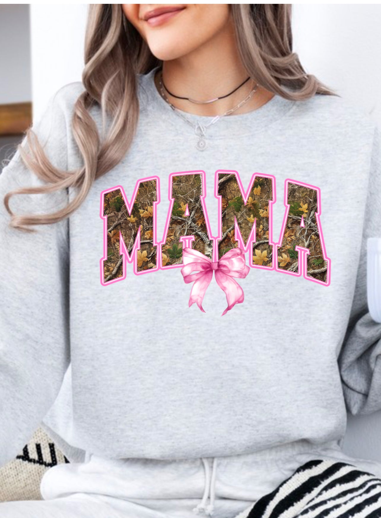 Camo and pink bow Mama