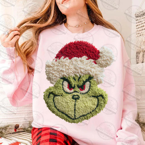 Faux plushie grinch sweatshirt