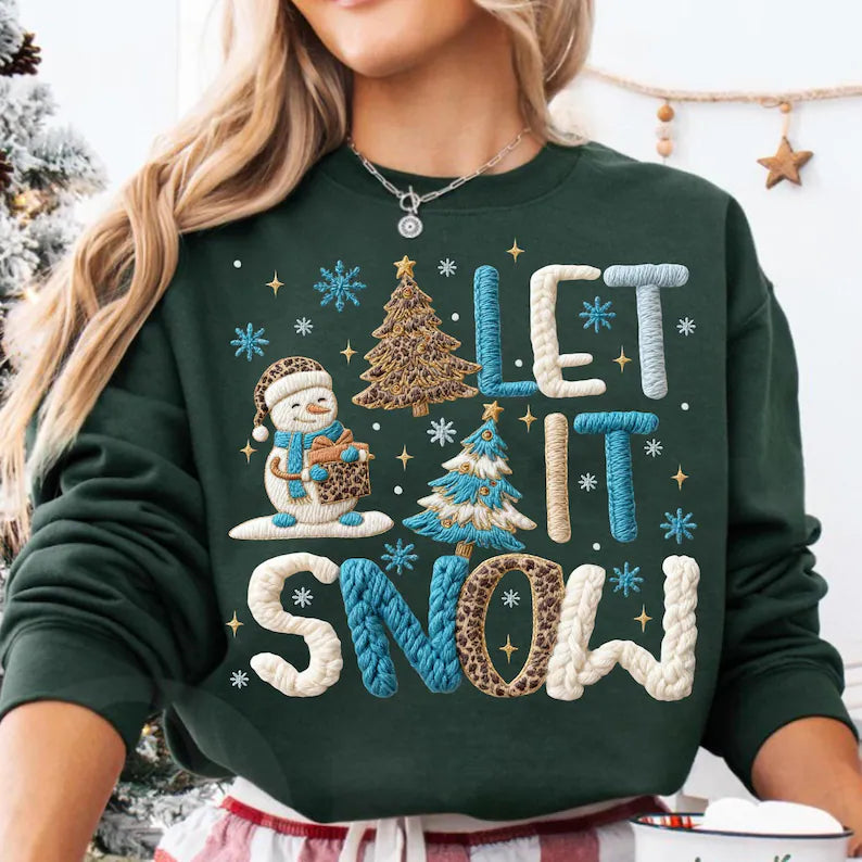 Faux let it snow snowman sweatshirt