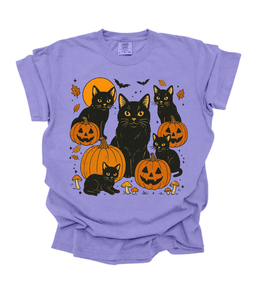 Black cat and pumpkin tee