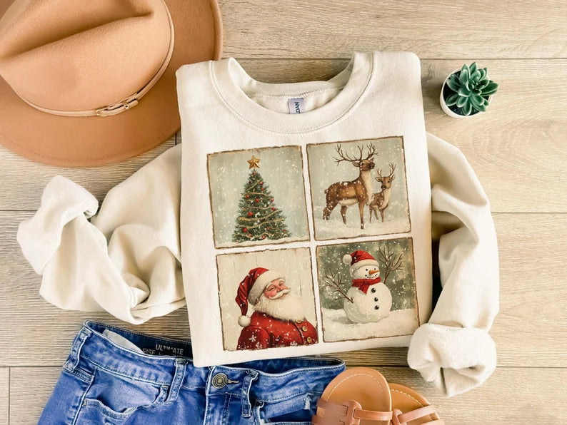 Vintage Christmas scene sweatshirt