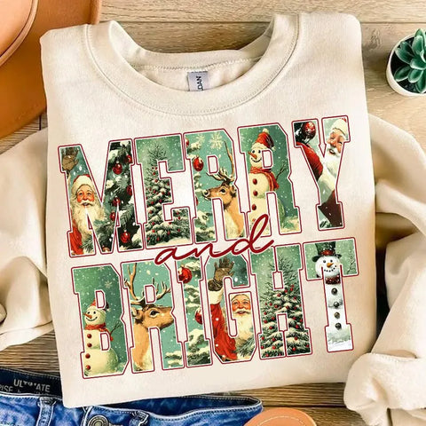 Vintage Merry and Bright sweatshirt