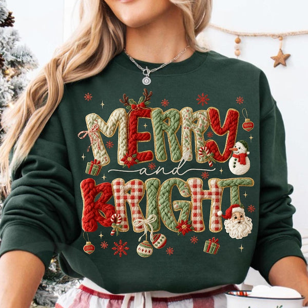 Faux Merry and Bright sweatshirt