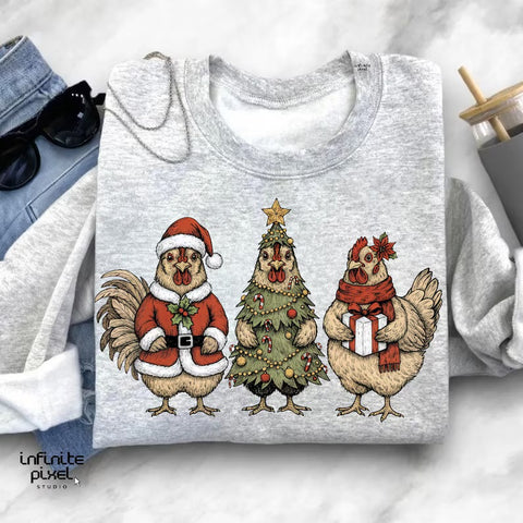 Christmas chickens sweatshirt