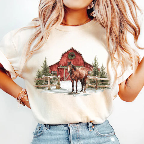 Vintage horse and barn comfort color tee