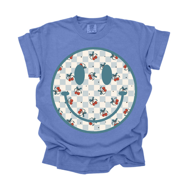 COMFORT COLORS Plaid Cherry smiley