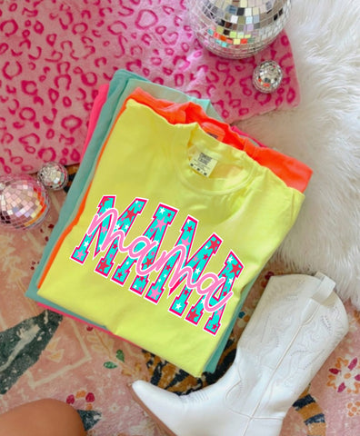 Pink blue star mama tee