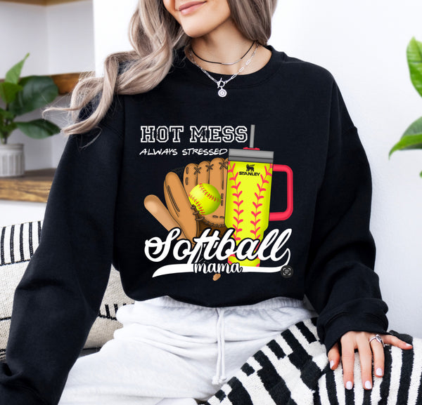 Hot mess sports mama crewneck